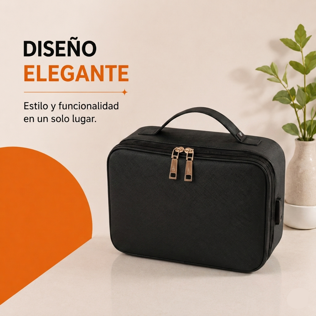 Cosmetiquera Portátil con Espejo LED